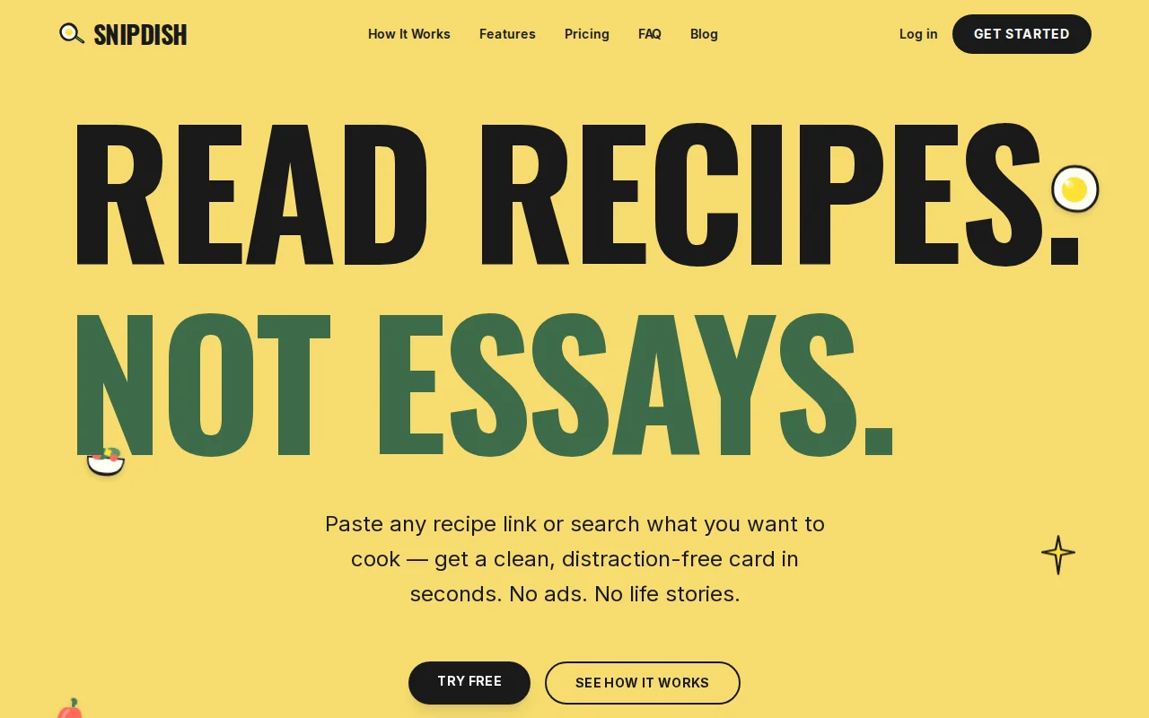 SnipDish web app screenshot