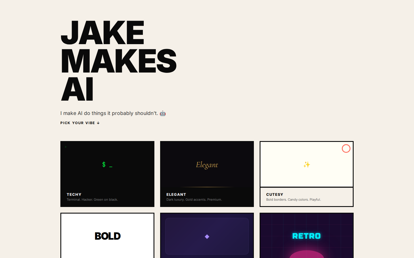 JakeMakesAI desktop view