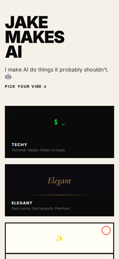 JakeMakesAI mobile view