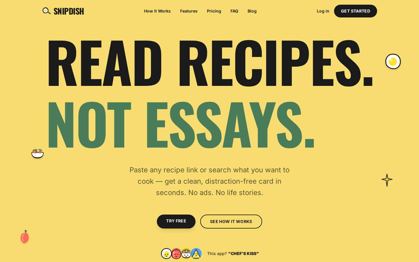 SnipDish desktop view